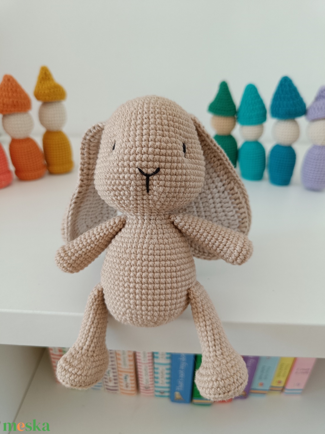 Horgolt nyuszi, levehető sapkával  - játék & sport - plüssállat & játékfigura - nyuszi - Meska.hu