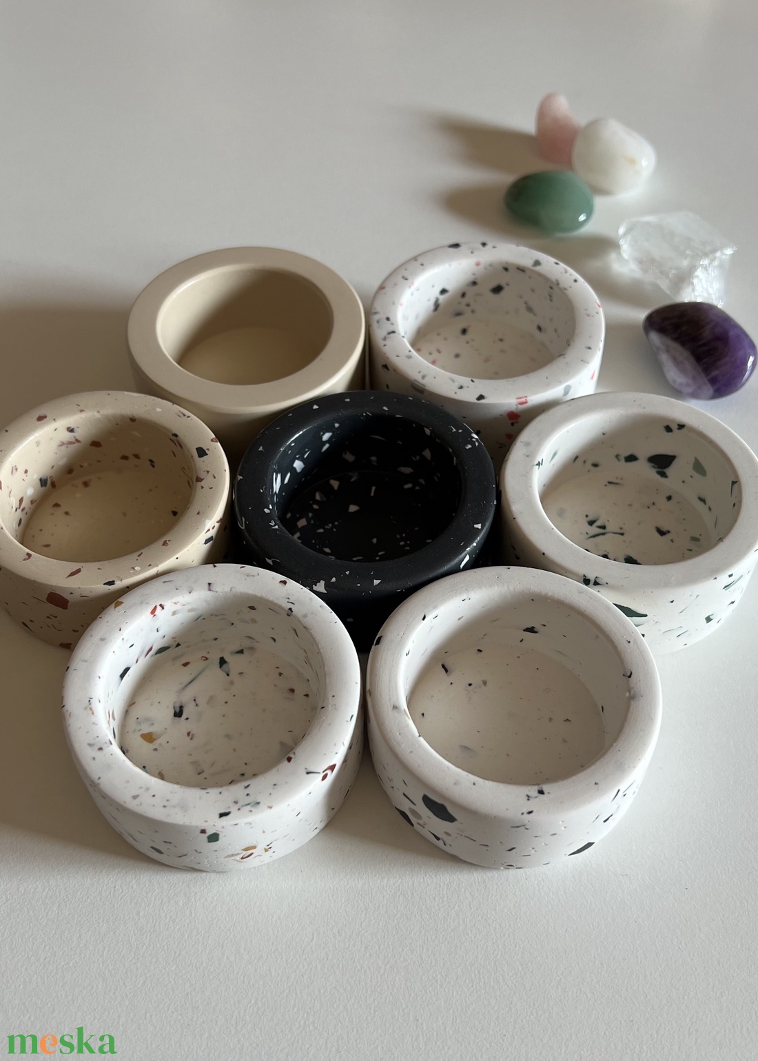 Molan terrazzo teamécses tégely, szójagyertyával - otthon & életmód - gyertya, illat, aroma - gyertya - Meska.hu