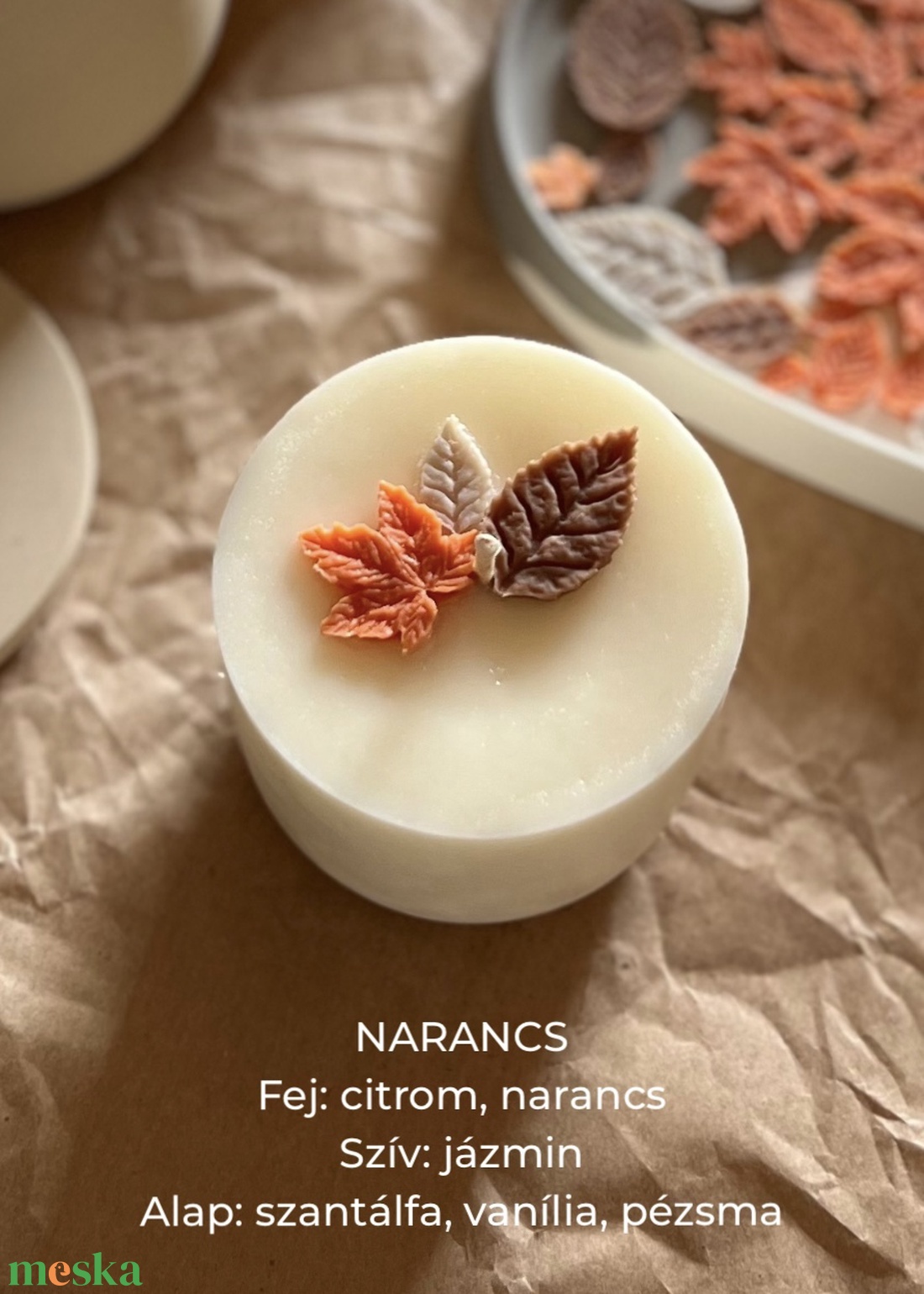 Őszi szójagyertya 90g utálntöltő, Molan tégelyhez - otthon & életmód - gyertya, illat, aroma - gyertya - Meska.hu