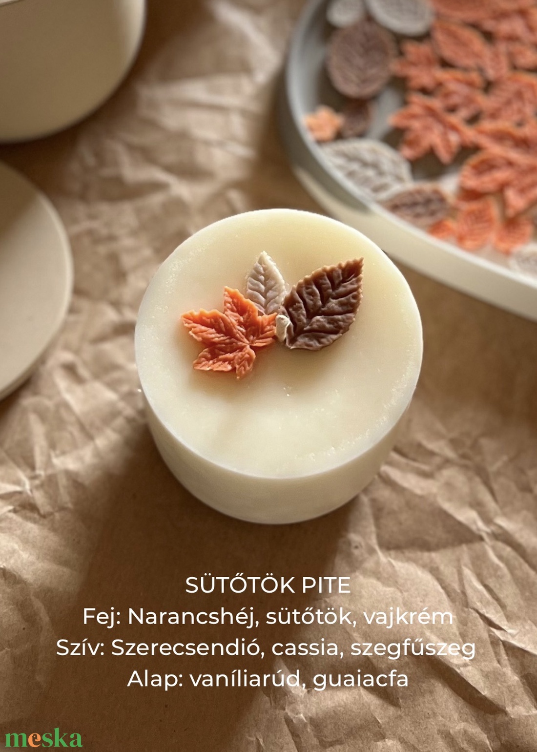 Őszi szójagyertya 90g utálntöltő, Molan tégelyhez - otthon & életmód - gyertya, illat, aroma - gyertya - Meska.hu