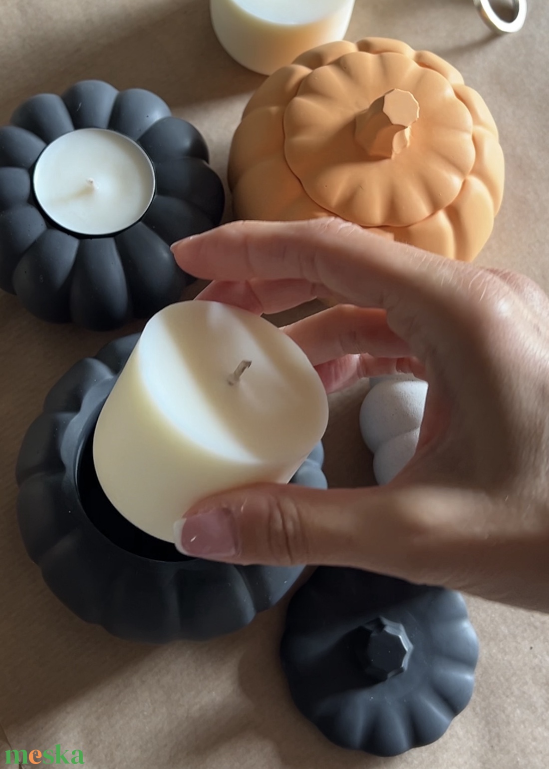Őszi szójagyertya 90g utálntöltő, Molan tégelyhez - otthon & életmód - gyertya, illat, aroma - gyertya - Meska.hu