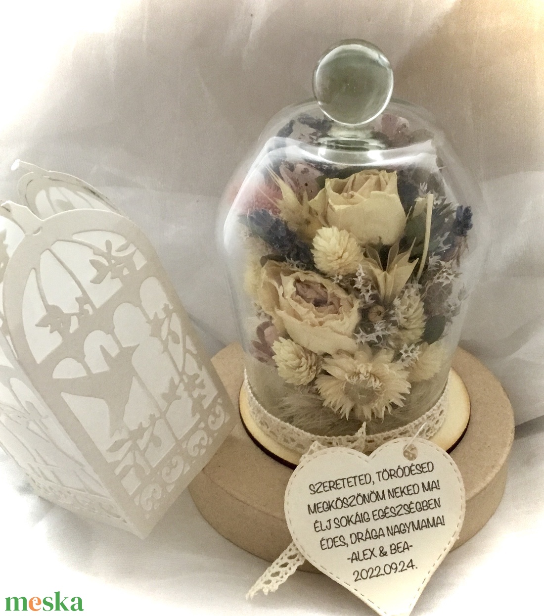�KÖSZÖNÖM NAGYMAMA-Nagymama Köszöntő Ajándék Szett-Üvegbúra-Esküvőre vagy Anyák Napjára- - esküvő - emlék & ajándék - szülőköszöntő ajándék - Meska.hu
