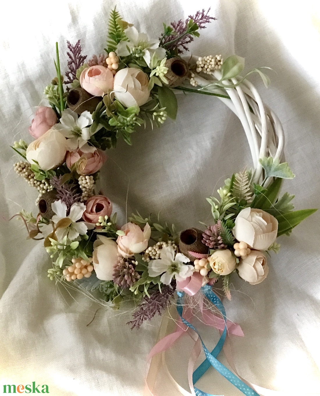 �MEZEI-VIRÁG-Tavaszi/Nyári Ajtódísz-Koszorú-Kopogtató- - otthon & életmód - dekoráció - ajtó- és ablak dekoráció - ajtódísz & kopogtató - Meska.hu