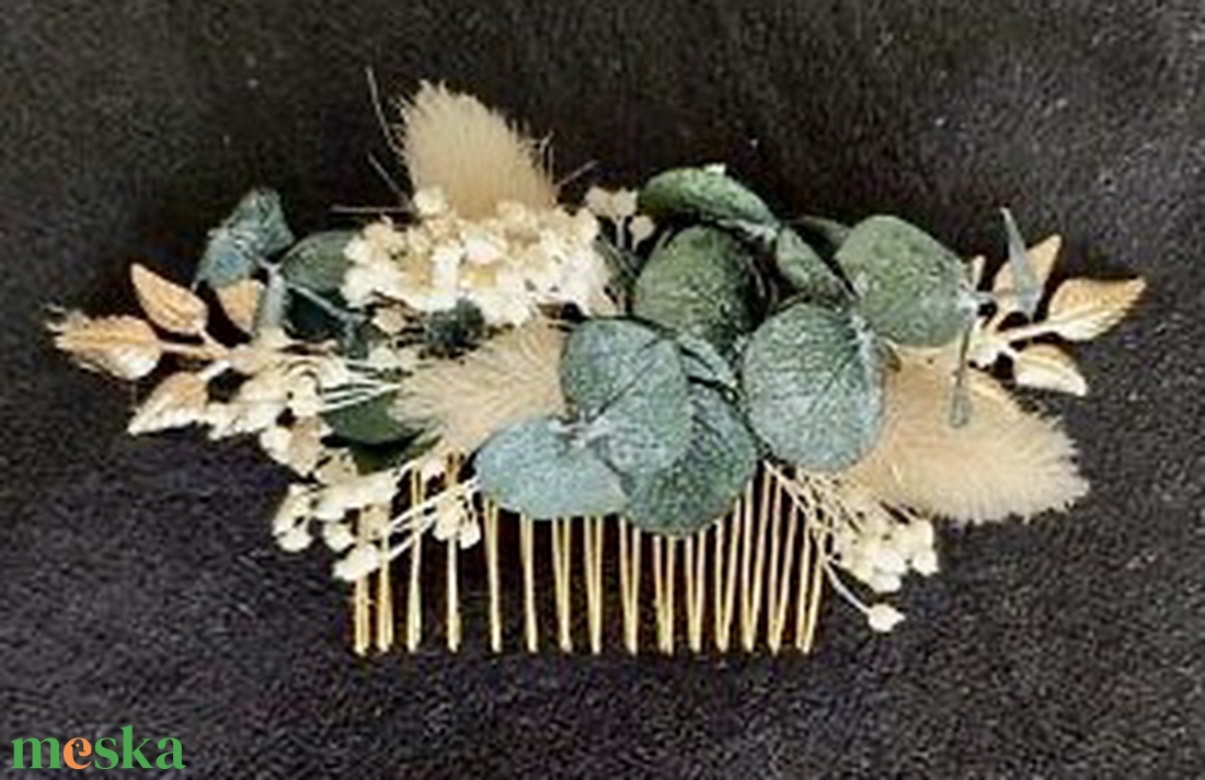 �GREENERY-Szárazvirágos Hajdísz-Hajfésű Esküvőre - esküvő - hajdísz - fésűs hajdísz - Meska.hu