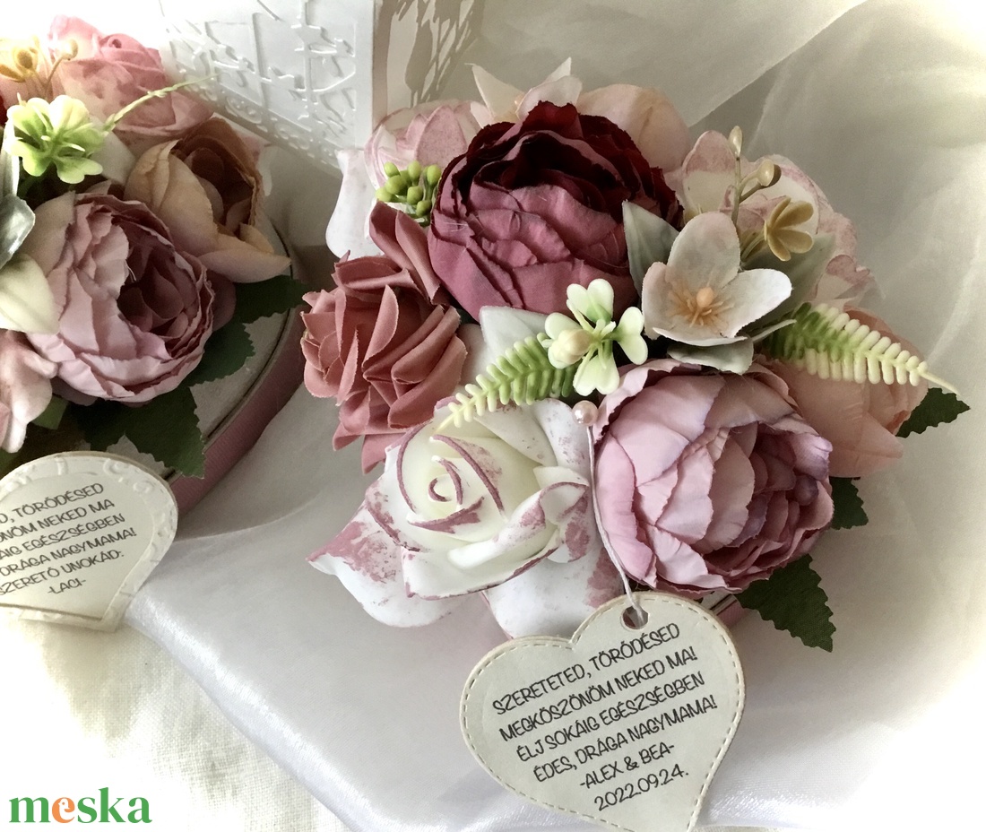 -KÖSZÖNETTEL NAGYMAMA-Nagymama Köszöntő-Virág Box-Doboz Szett-Esküvőre- - esküvő - emlék & ajándék - szülőköszöntő ajándék - Meska.hu