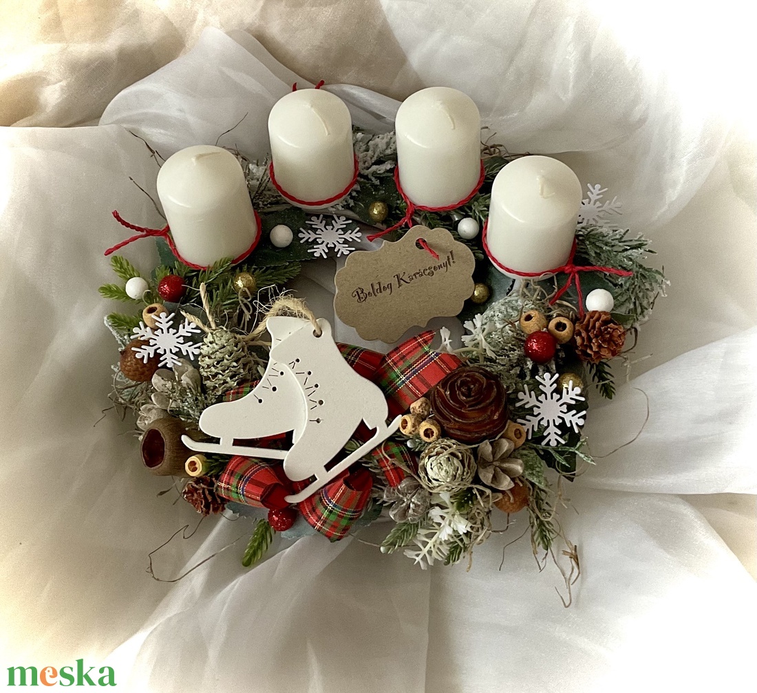 �ADVENTI-KORCSOLYÁK-Adventi Koszorú-Adventi Asztaldísz- - karácsony - adventi díszek - adventi koszorú - Meska.hu