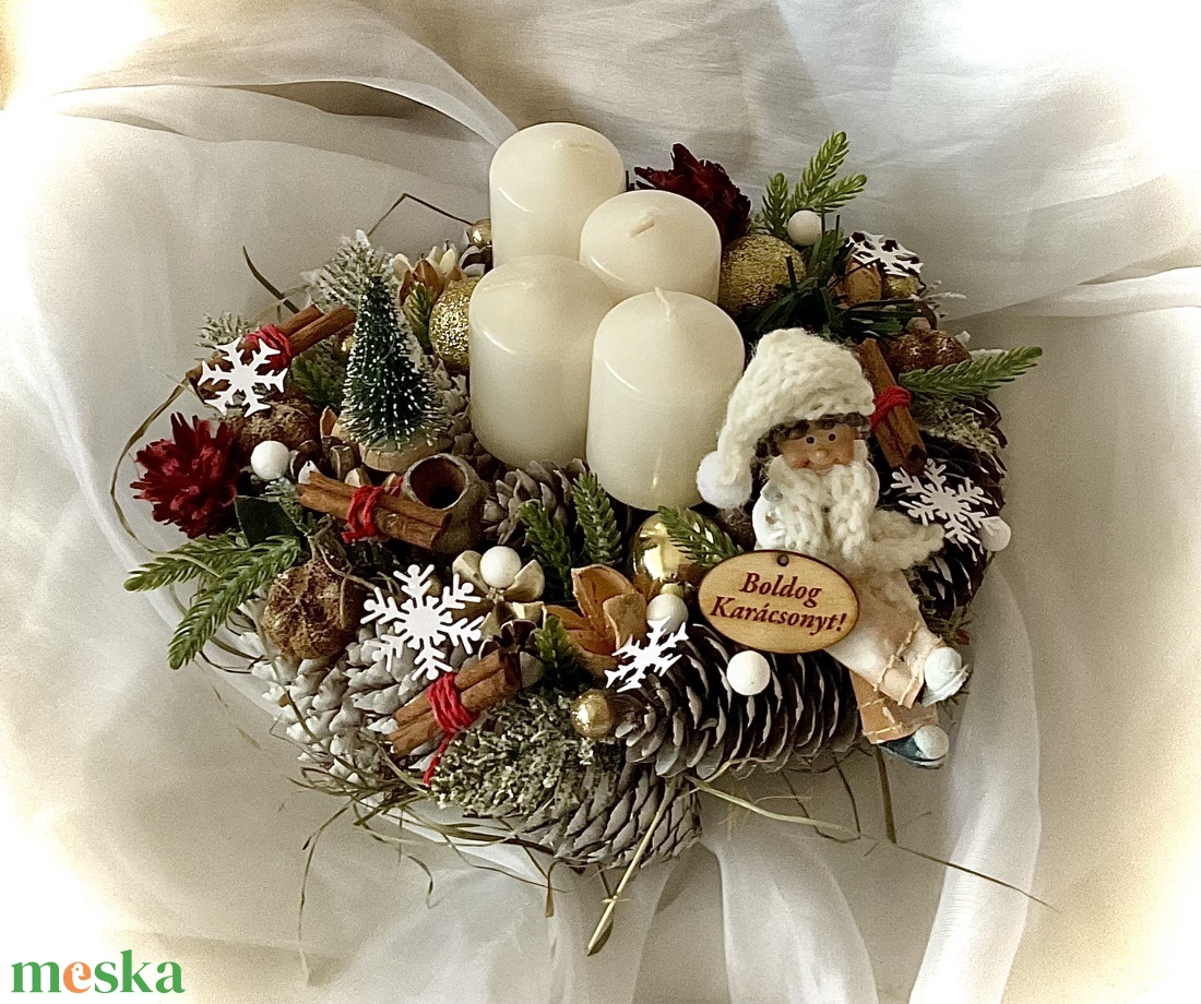 ADVENTI-MANÓ-Adventi Koszorú-Adventi Asztaldísz - karácsony - adventi díszek - adventi koszorú - Meska.hu