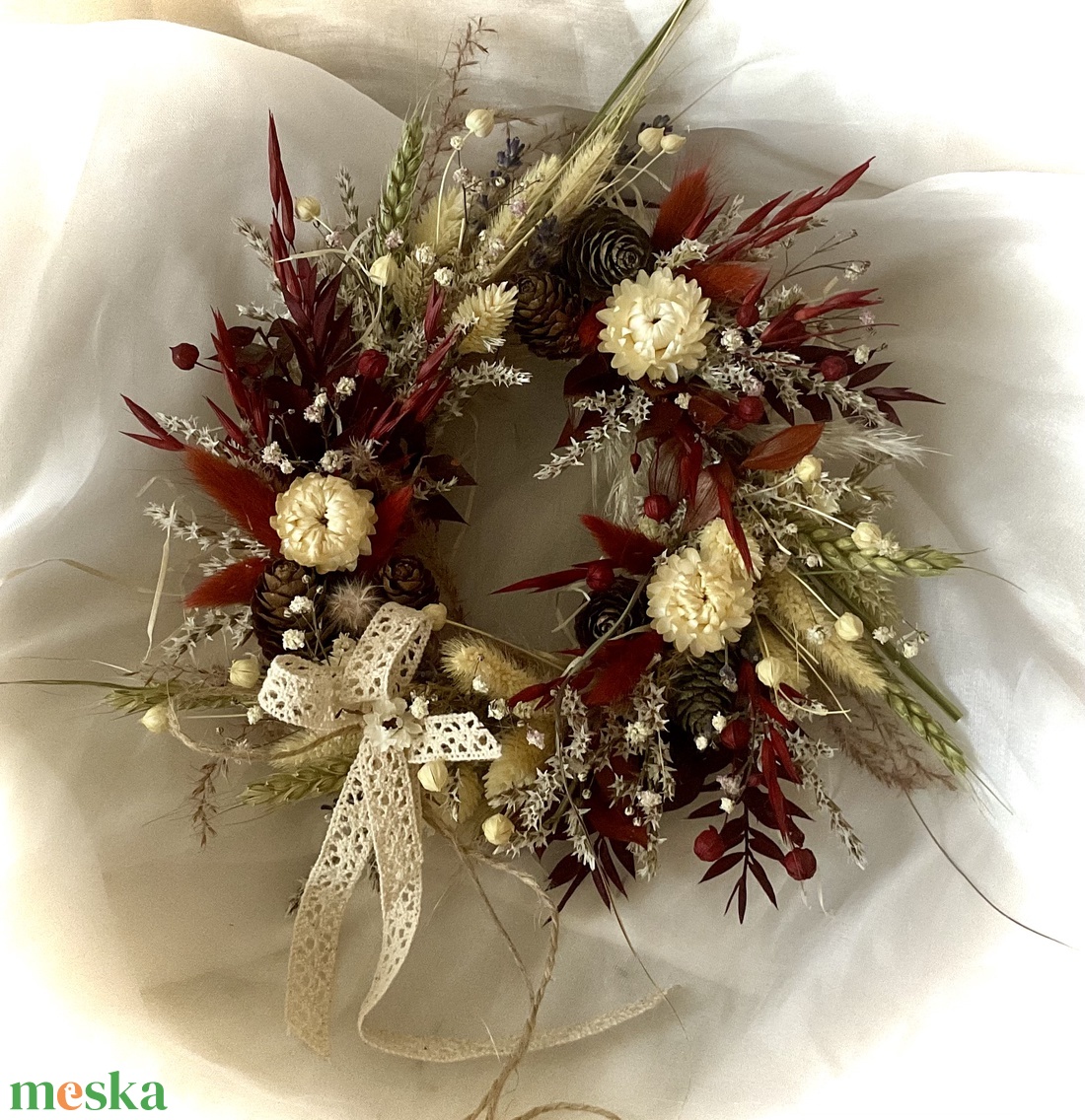 TÉLI-BÚZA-Téli Ajtódísz-Szárazvirág Koszorú-Szárazvirág Kopogtató- - otthon & életmód - dekoráció - ajtó- és ablak dekoráció - ajtódísz & kopogtató - Meska.hu