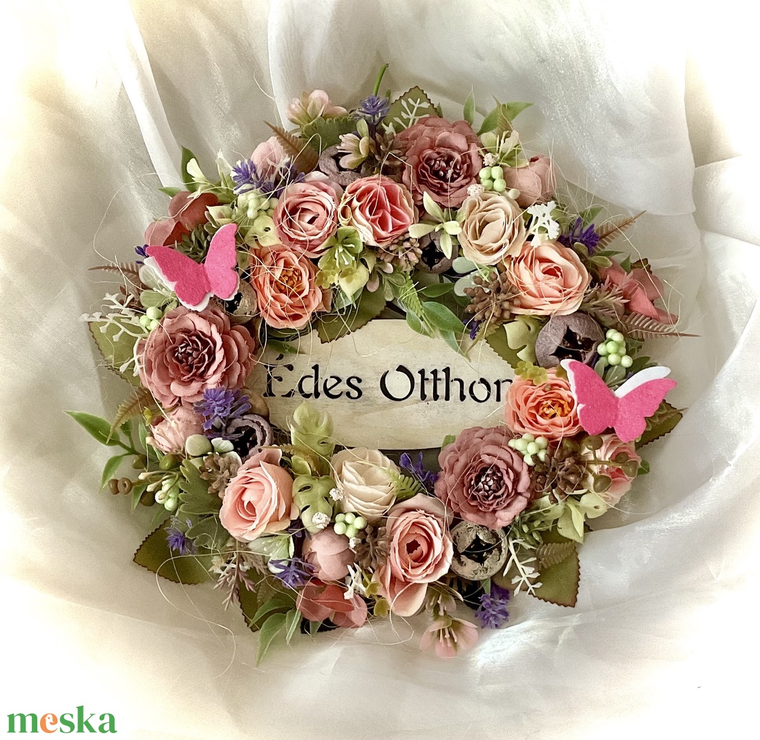 �VIRÁGOS-OTTHON-Tavaszi-Nyári Ajtódísz-Koszorú-Kopogtató- - otthon & életmód - dekoráció - ajtó- és ablak dekoráció - ajtódísz & kopogtató - Meska.hu