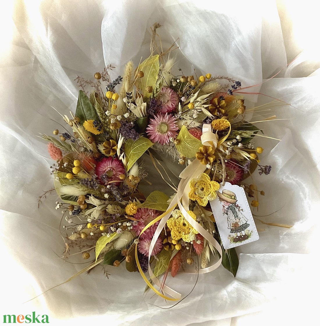 �VADVIRÁGOK-Szárazvirág Koszorú-Szárazvirág Kopogtató-Ajtódísz- - otthon & életmód - dekoráció - ajtó- és ablak dekoráció - ajtódísz & kopogtató - Meska.hu