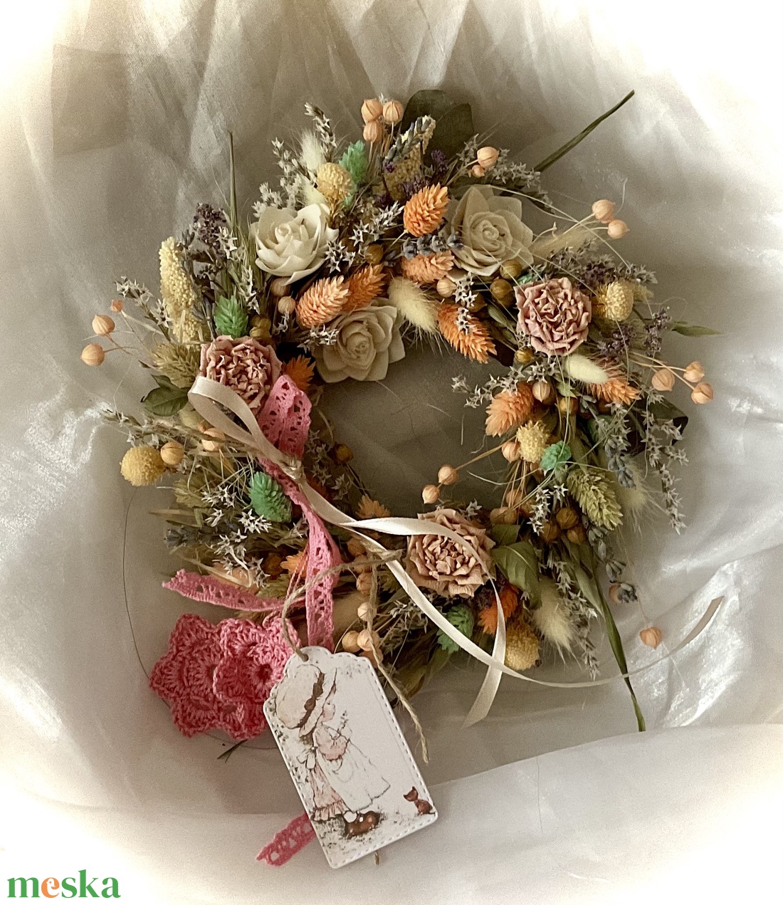 �VADVIRÁGOK-Szárazvirág Koszorú-Szárazvirág Kopogtató-Ajtódísz- - otthon & életmód - dekoráció - ajtó- és ablak dekoráció - ajtódísz & kopogtató - Meska.hu