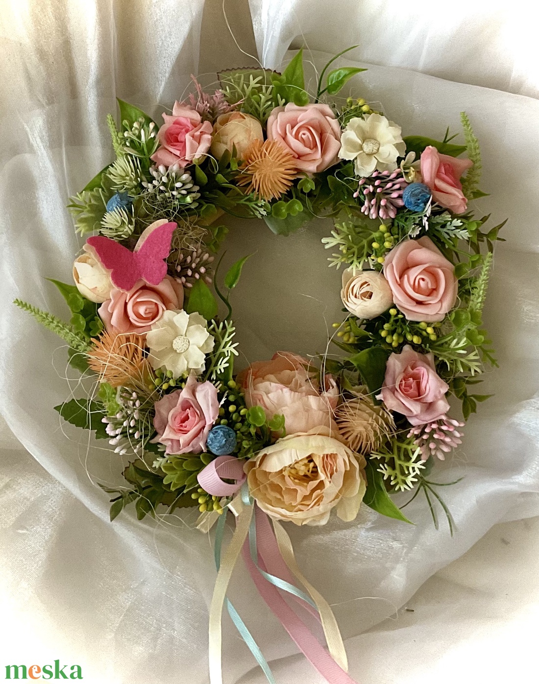 �VIRÁGOS-TAVASZTavaszi-Nyári Ajtódísz-Koszorú-Kopogtató- - otthon & életmód - dekoráció - ajtó- és ablak dekoráció - ajtódísz & kopogtató - Meska.hu