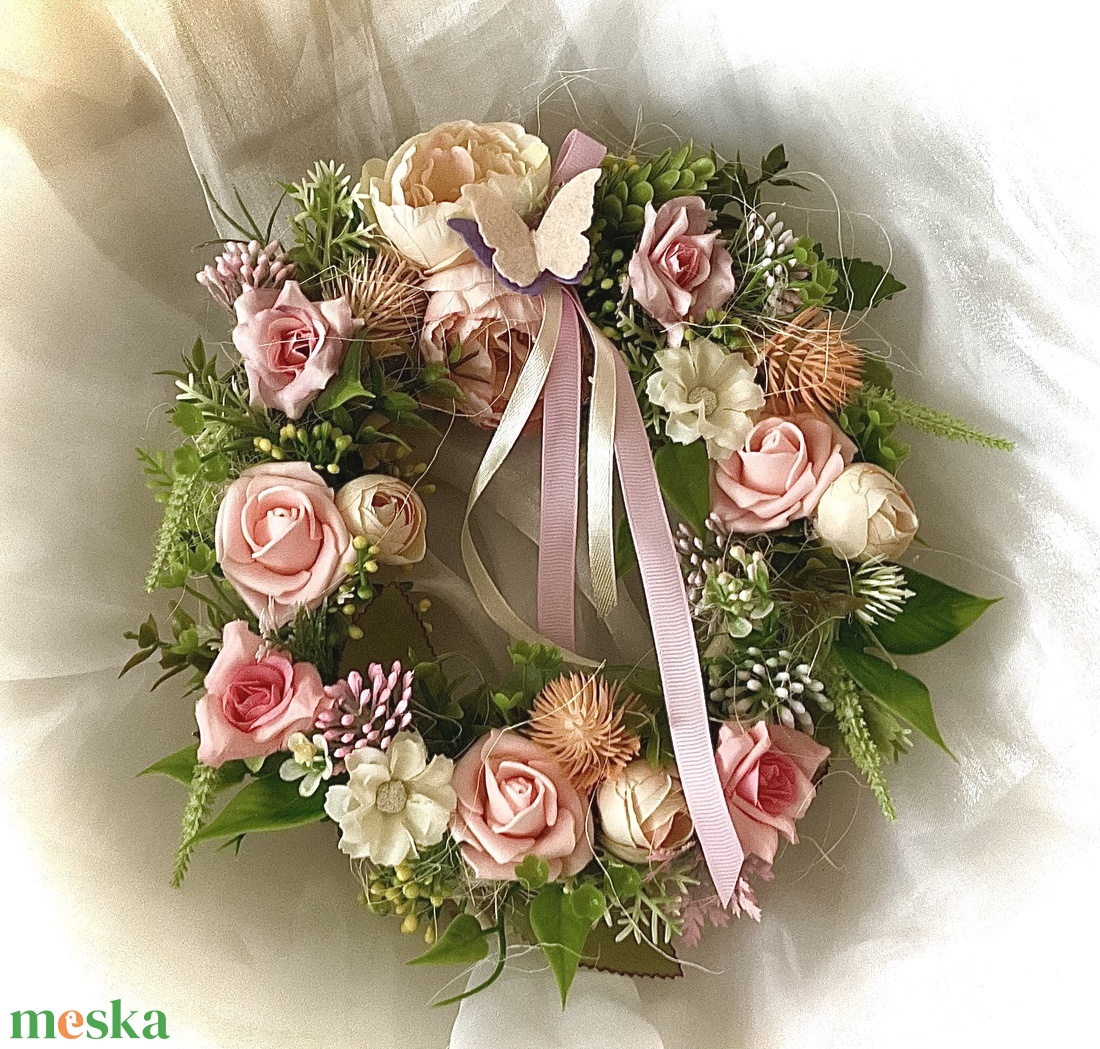 �VIRÁGOS-TAVASZTavaszi-Nyári Ajtódísz-Koszorú-Kopogtató- - otthon & életmód - dekoráció - ajtó- és ablak dekoráció - ajtódísz & kopogtató - Meska.hu