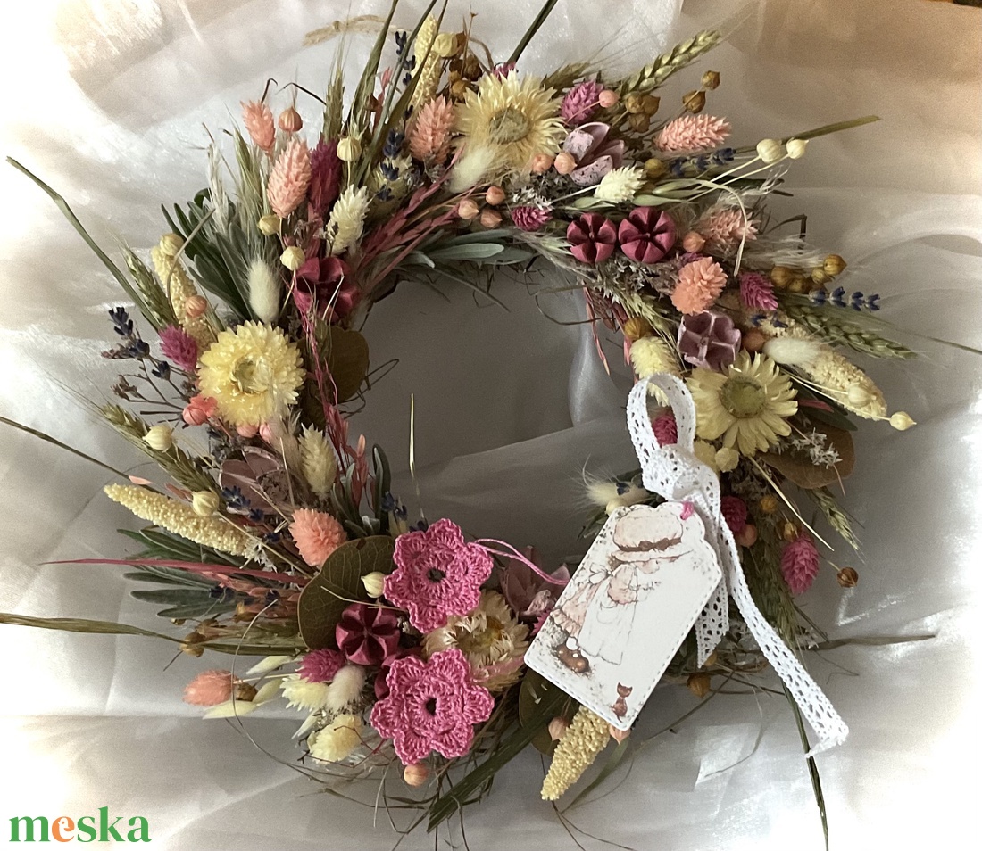 �ROMANTIKUS-BÚZA-Szárazvirág Koszorú-Szárazvirág Kopogtató-Ajtódísz- - otthon & életmód - dekoráció - ajtó- és ablak dekoráció - ajtódísz & kopogtató - Meska.hu