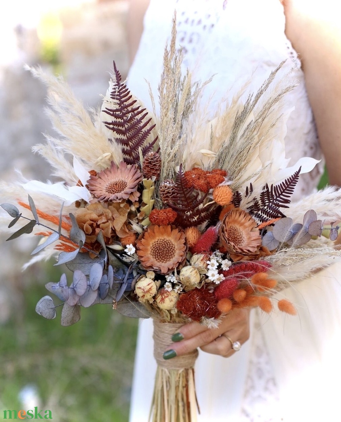 �BOHO-PAMPAS-AUTUMN-Menyasszonyi Csokor-Szárazvirág Csokor-Őszi Menyasszonyi  Csokor- - esküvő - menyasszonyi- és dobócsokor - Meska.hu