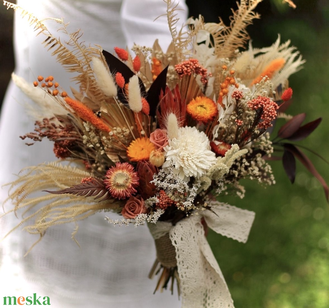 �BOHO-PAMPAS-AUTUMN-Menyasszonyi Csokor-Szárazvirág Csokor-Őszi Menyasszonyi  Csokor- - esküvő - menyasszonyi- és dobócsokor - Meska.hu