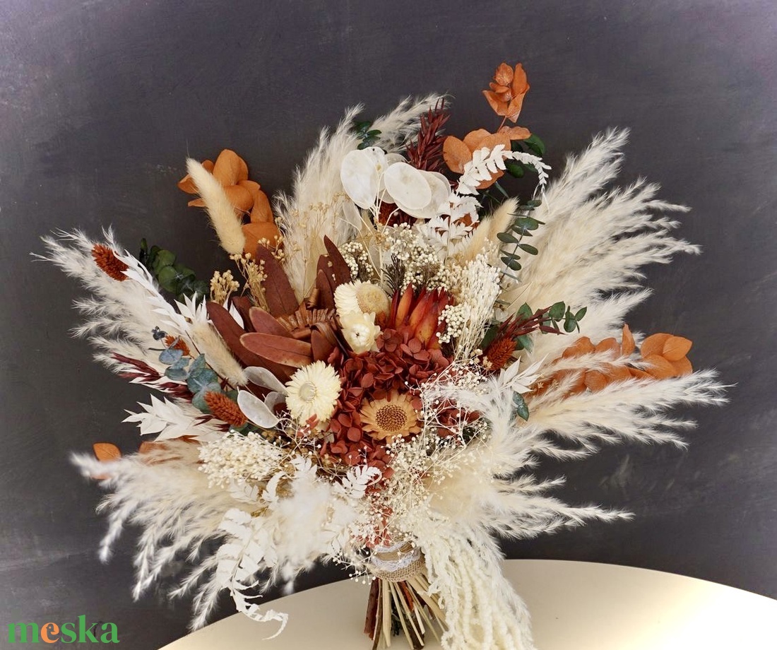�BOHO-PAMPAS-AUTUMN-Menyasszonyi Csokor-Szárazvirág Csokor-Őszi Menyasszonyi  Csokor- - esküvő - menyasszonyi- és dobócsokor - Meska.hu