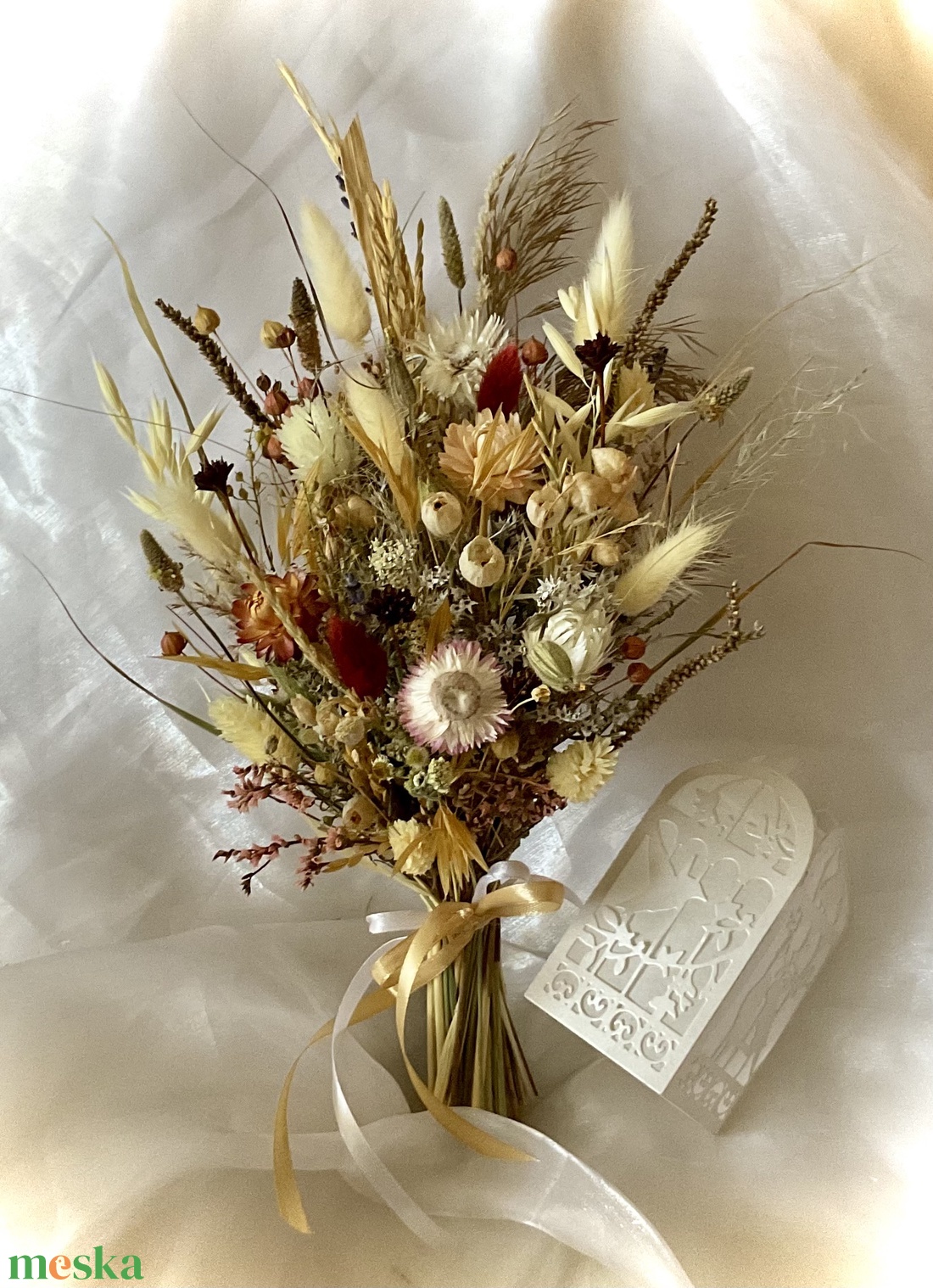 �BOHO-HOME-Szárazvirág Csokor-Vázadísz-Lakásdekoráció-Esküvői Dobó vagy Koszorúslány-Mini jelképes Menyasszonyi csokor- - otthon & életmód - virágdekoráció - virágok - virágcsokor - Meska.hu