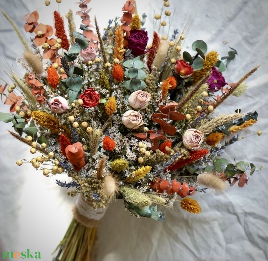 �BOHO-MINI-AUTUMN-Menyasszonyi Csokor-Szárazvirág Csokor-Őszi Menyasszonyi  Csokor- - esküvő - menyasszonyi- és dobócsokor - Meska.hu
