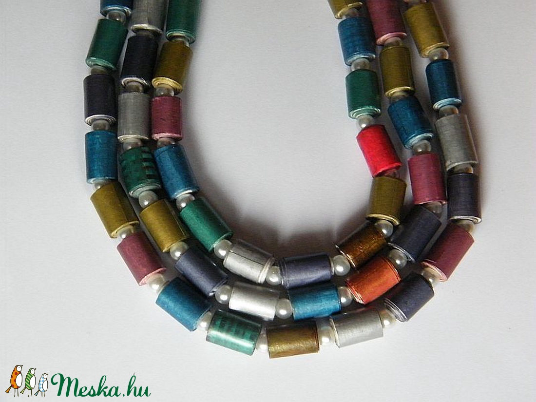 Színek játéka nyaklánc újrahasznosított papírból - ékszer - nyaklánc - hosszú nyaklánc - Meska.hu