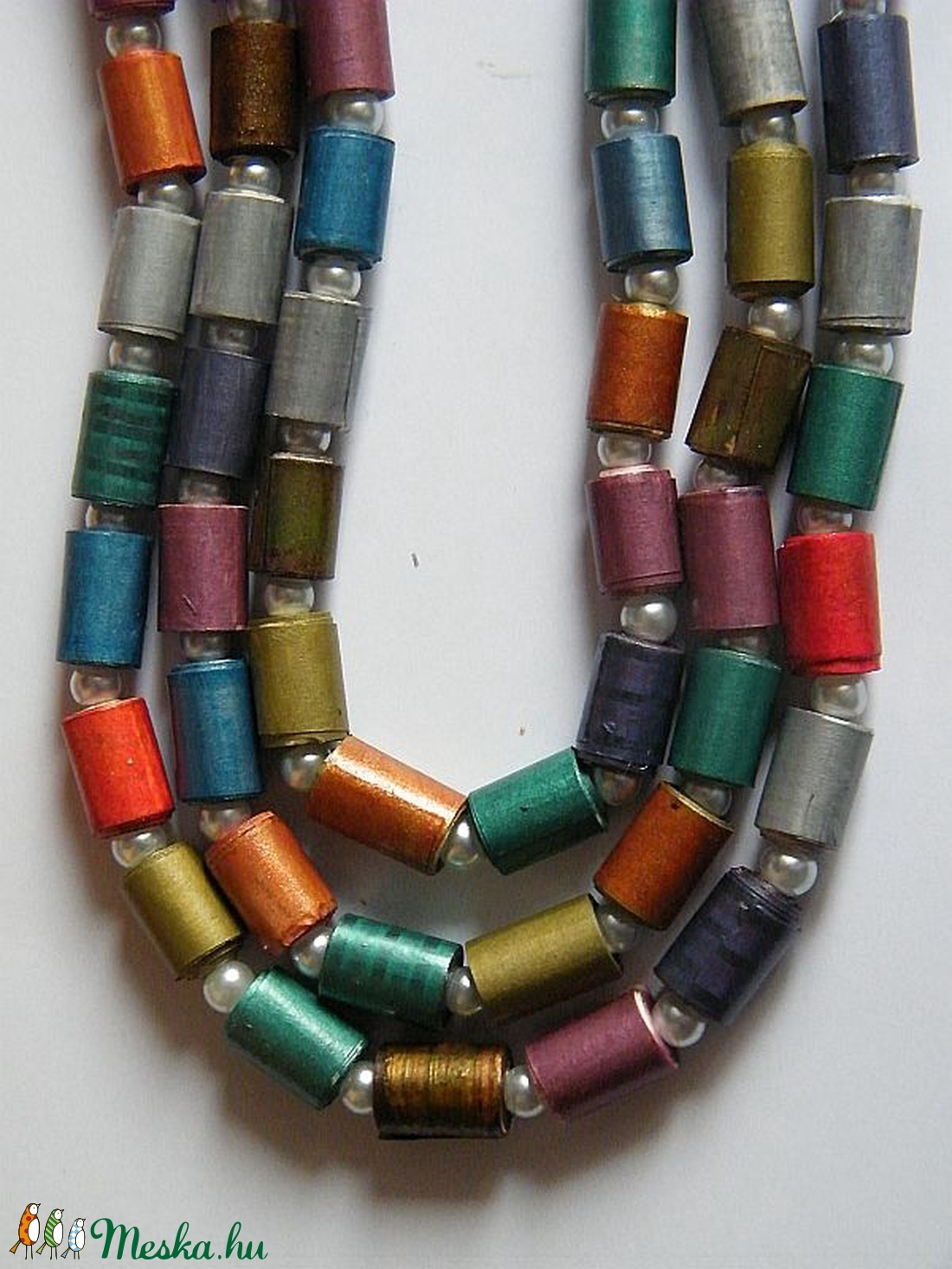 Színek játéka nyaklánc újrahasznosított papírból - ékszer - nyaklánc - hosszú nyaklánc - Meska.hu