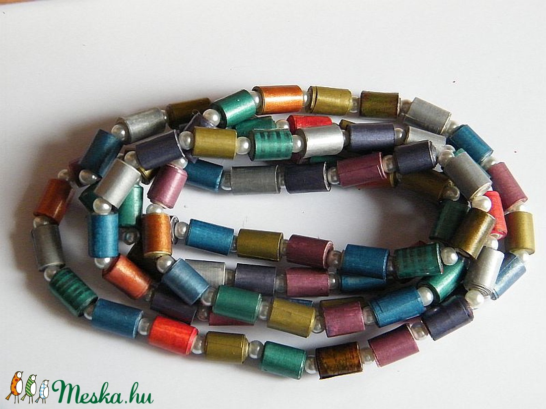 Színek játéka nyaklánc újrahasznosított papírból - ékszer - nyaklánc - hosszú nyaklánc - Meska.hu