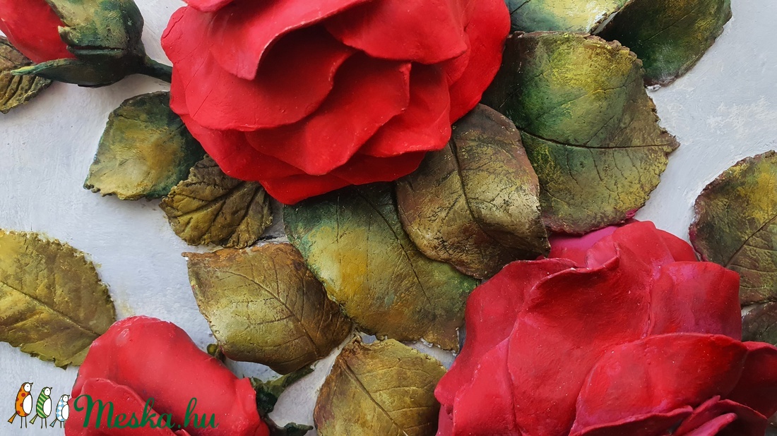 Rózsák, dombormű, 31 cm x 31 cm - művészet - más művészeti ág - Meska.hu