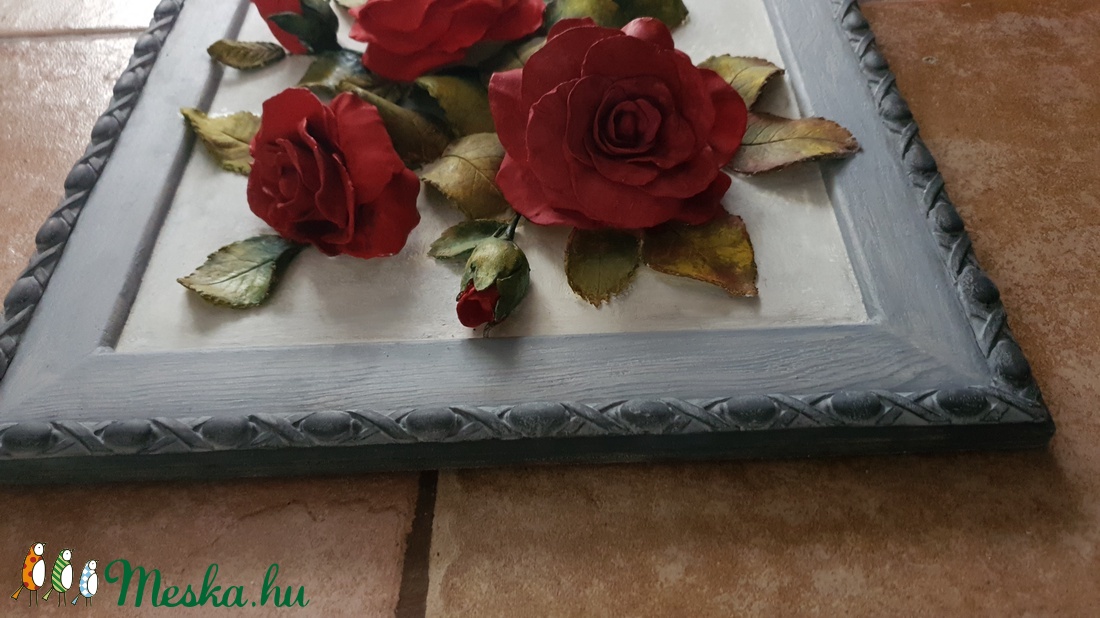 Rózsák, dombormű, 31 cm x 31 cm - művészet - más művészeti ág - Meska.hu