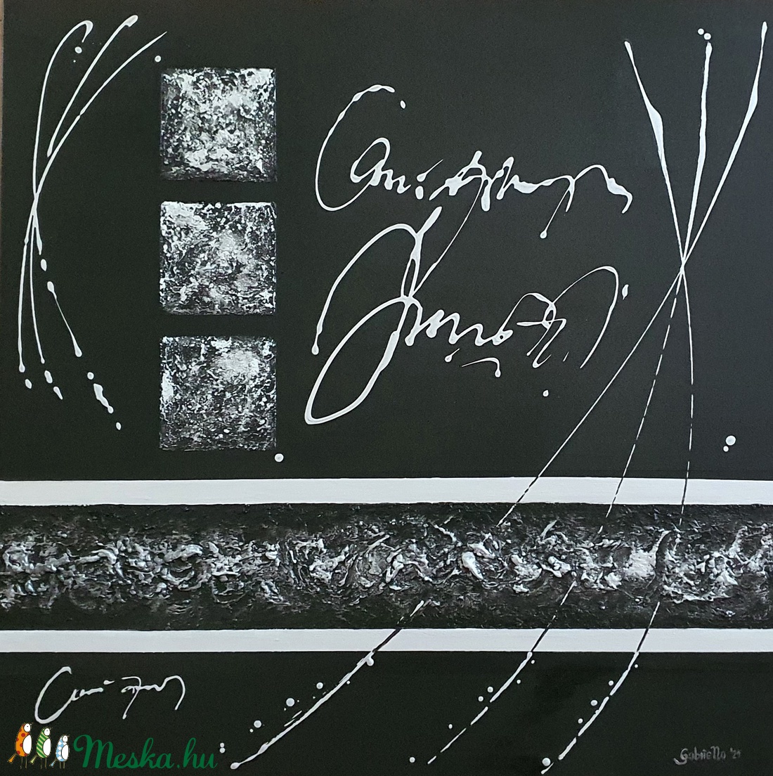 Absztrakt dekorációs festmény, 70 cm x 70 cm - művészet - festmény - akril - Meska.hu