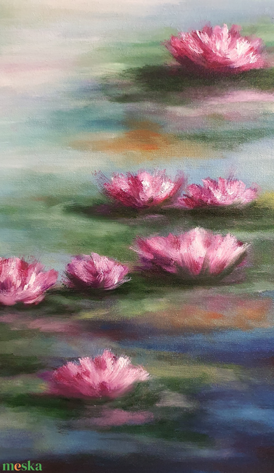 Tavirózsák, olajfestmény, 80 cm x 80 cm - művészet - festmény - olajfestmény - Meska.hu