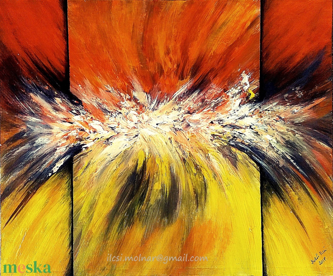 Sárga absztrakt  - művészet - festmény - akril - Meska.hu