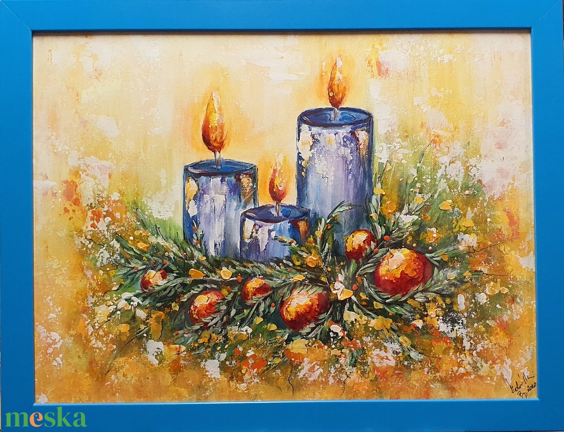 Karácsonyi képeslapos  - művészet - festmény - akril - Meska.hu