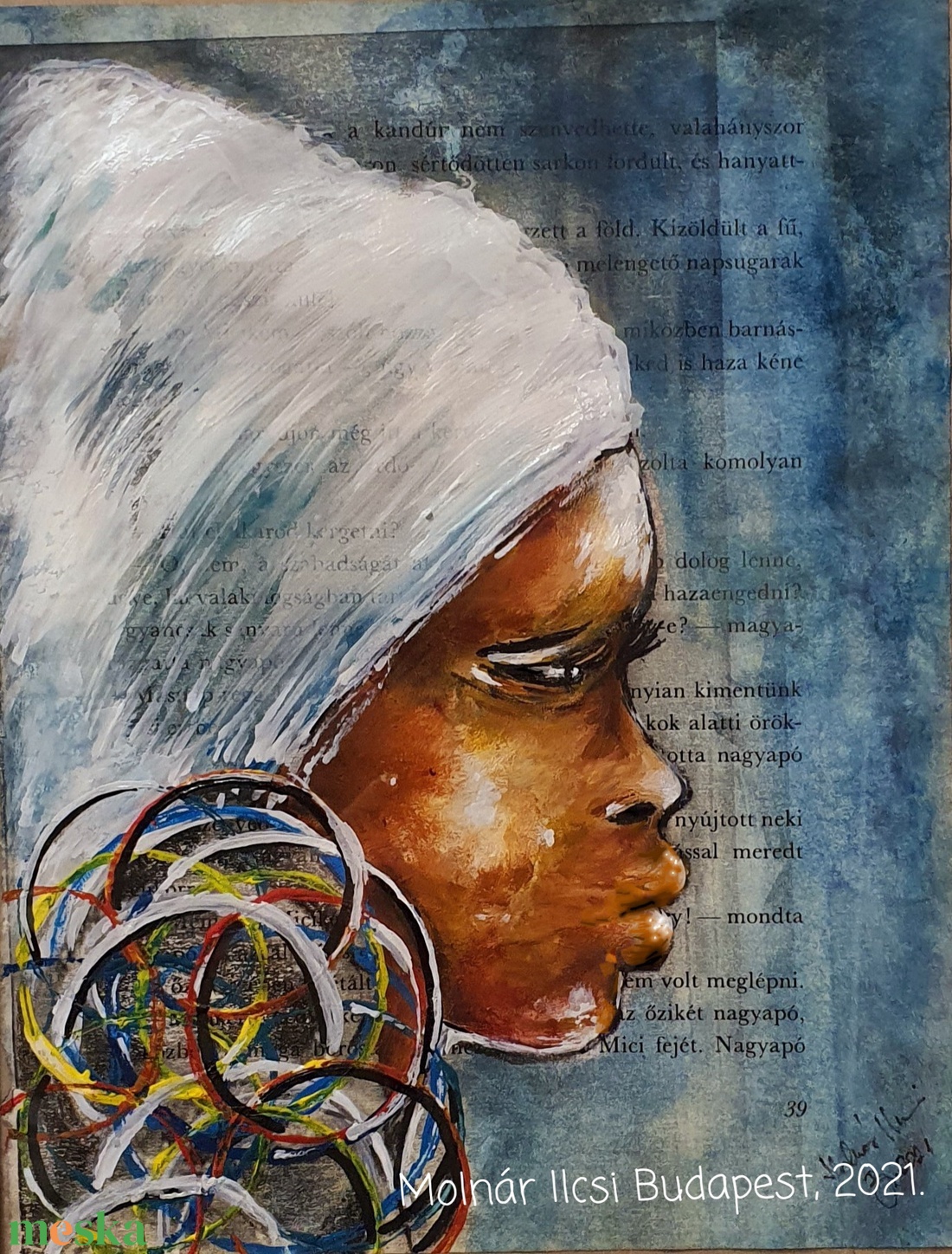 Fekete Afrika  sorozat - Akrikai lányka  - művészet - festmény - festmény vegyes technika - Meska.hu