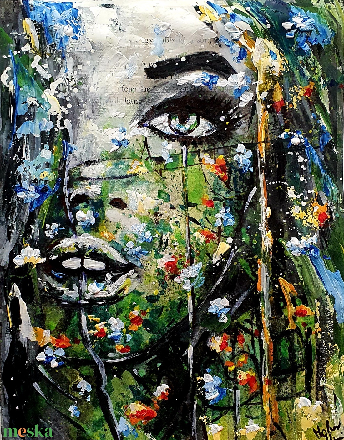 Mező - erdő lánya - művészet - festmény - festmény vegyes technika - Meska.hu