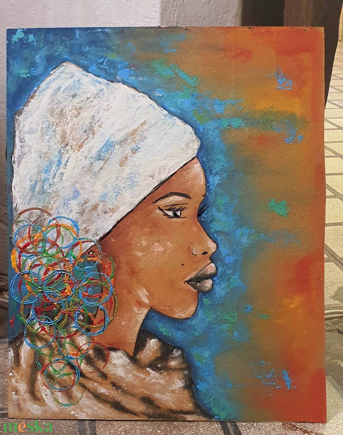 Színes Afrikai lány   - művészet - festmény - akril - Meska.hu