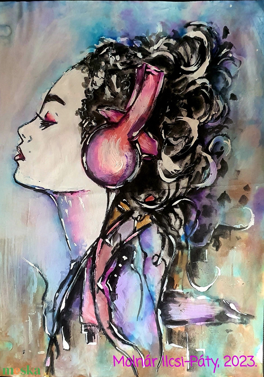 Pink zene - művészet - festmény - festmény vegyes technika - Meska.hu