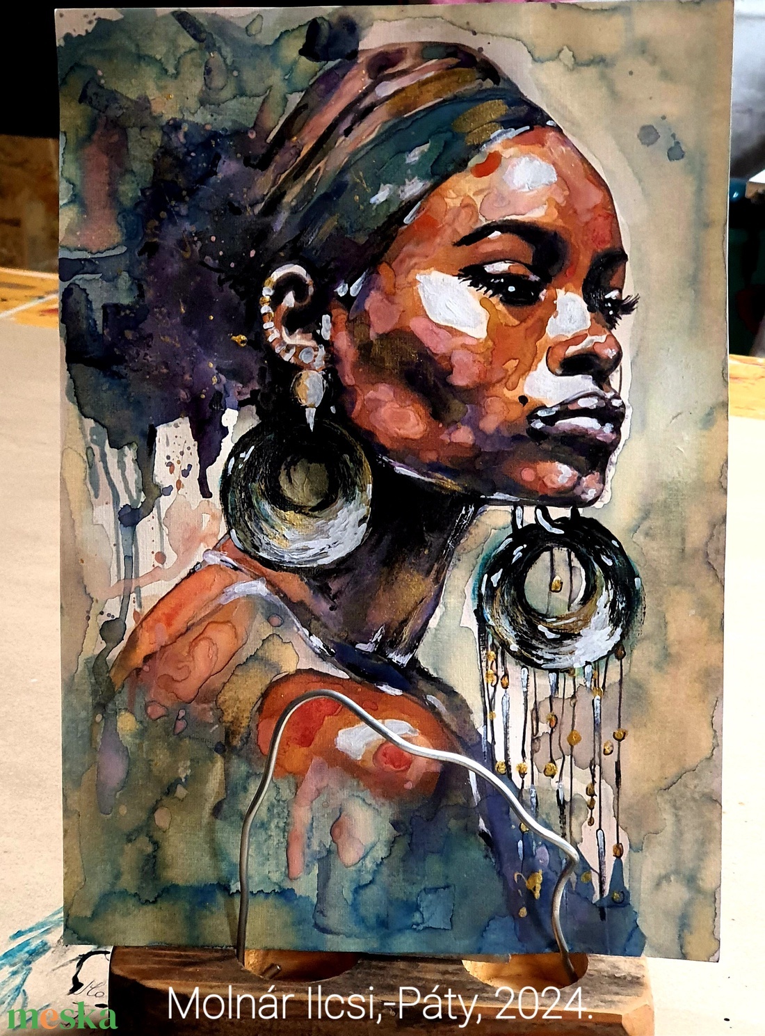 Színes Afrika sorozat - Tekintet  - művészet - festmény - akvarell - Meska.hu
