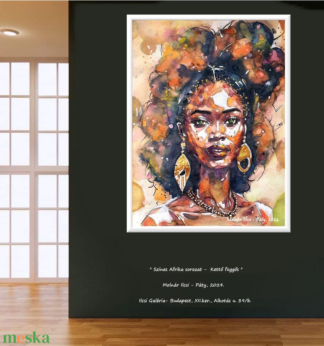 Színes Afrika sorozat - Kettő  függővel  - művészet - festmény - akvarell - Meska.hu