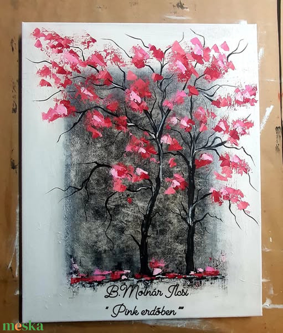 Pink erdőben  - művészet - festmény - akril - Meska.hu