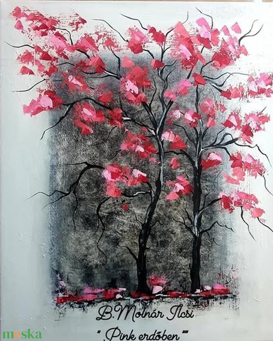 Pink erdőben  - művészet - festmény - akril - Meska.hu