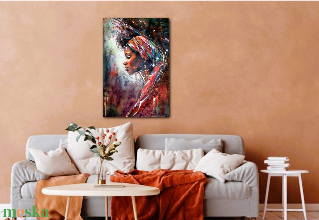 Színes Afrika sorozat - Africa dressed  in red  - művészet - festmény - akvarell - Meska.hu