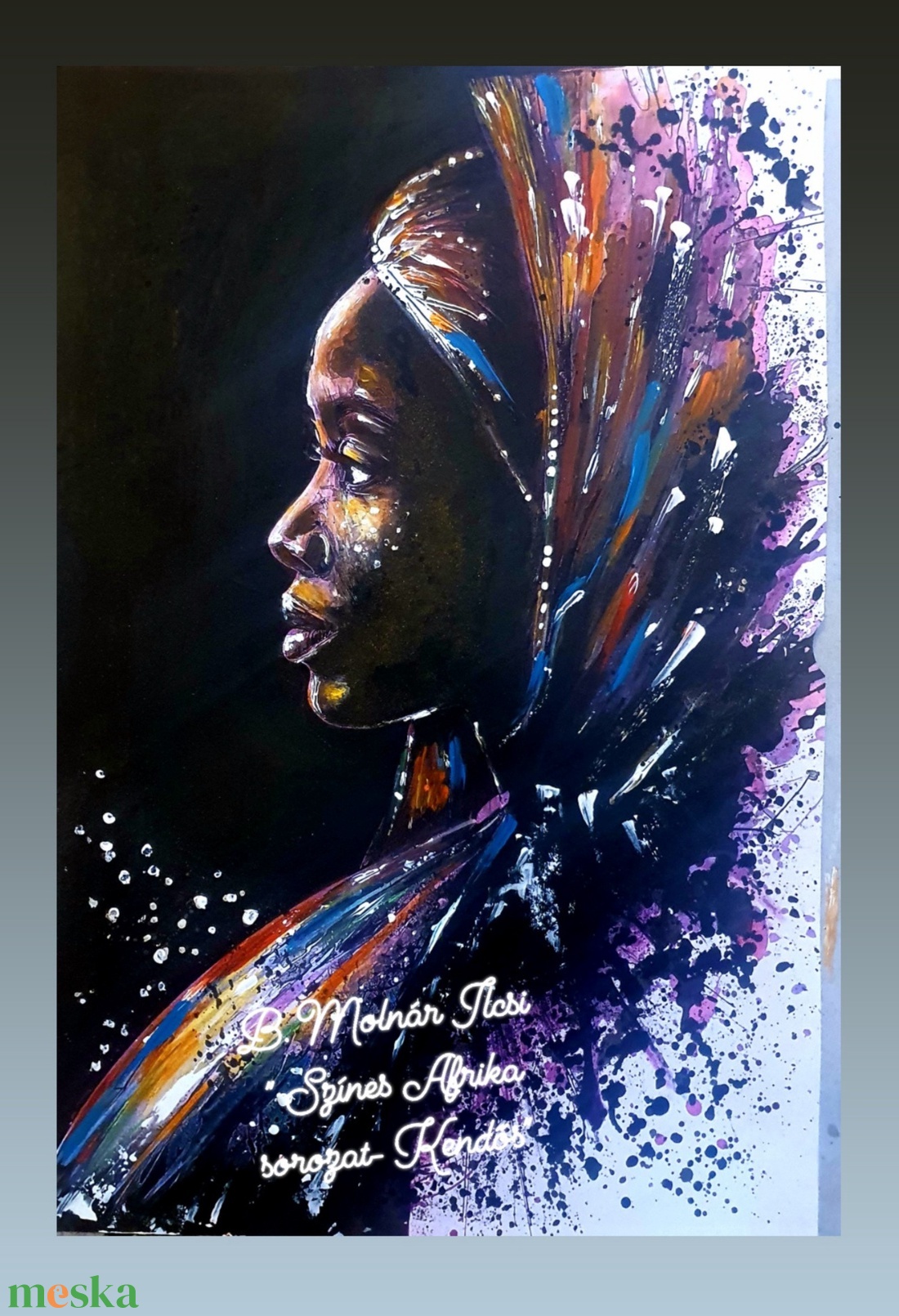 Színes Afrika sorozat - Kendős  - művészet - festmény - akril - Meska.hu