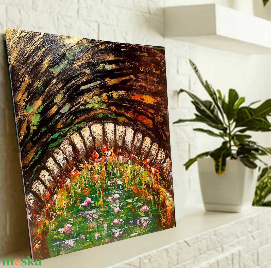 Tavirózsák arany éjjen  - művészet - festmény - akril - Meska.hu