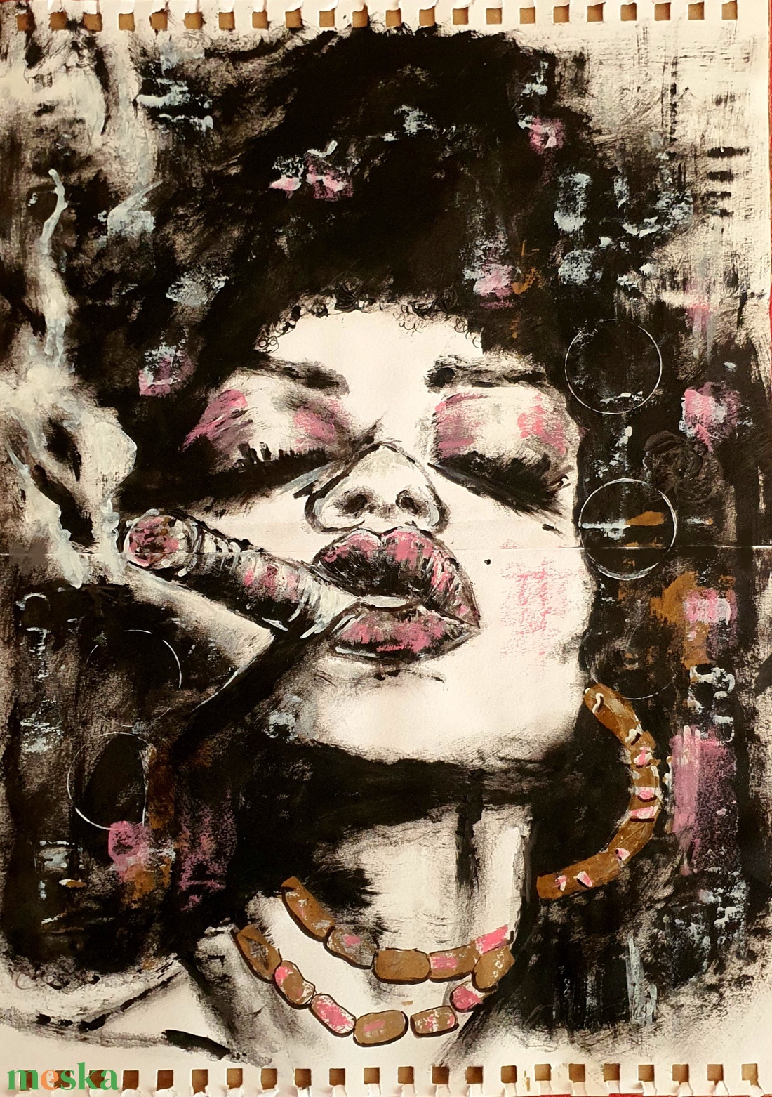 Színes Afrika sorozat - Aranyfüst - művészet - festmény - akril - Meska.hu