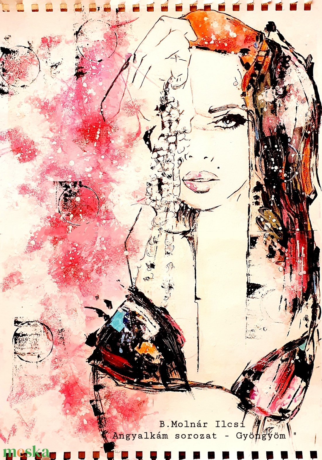 Angyalkám sorozat - Gyöngyöm   - művészet - festmény - akril - Meska.hu