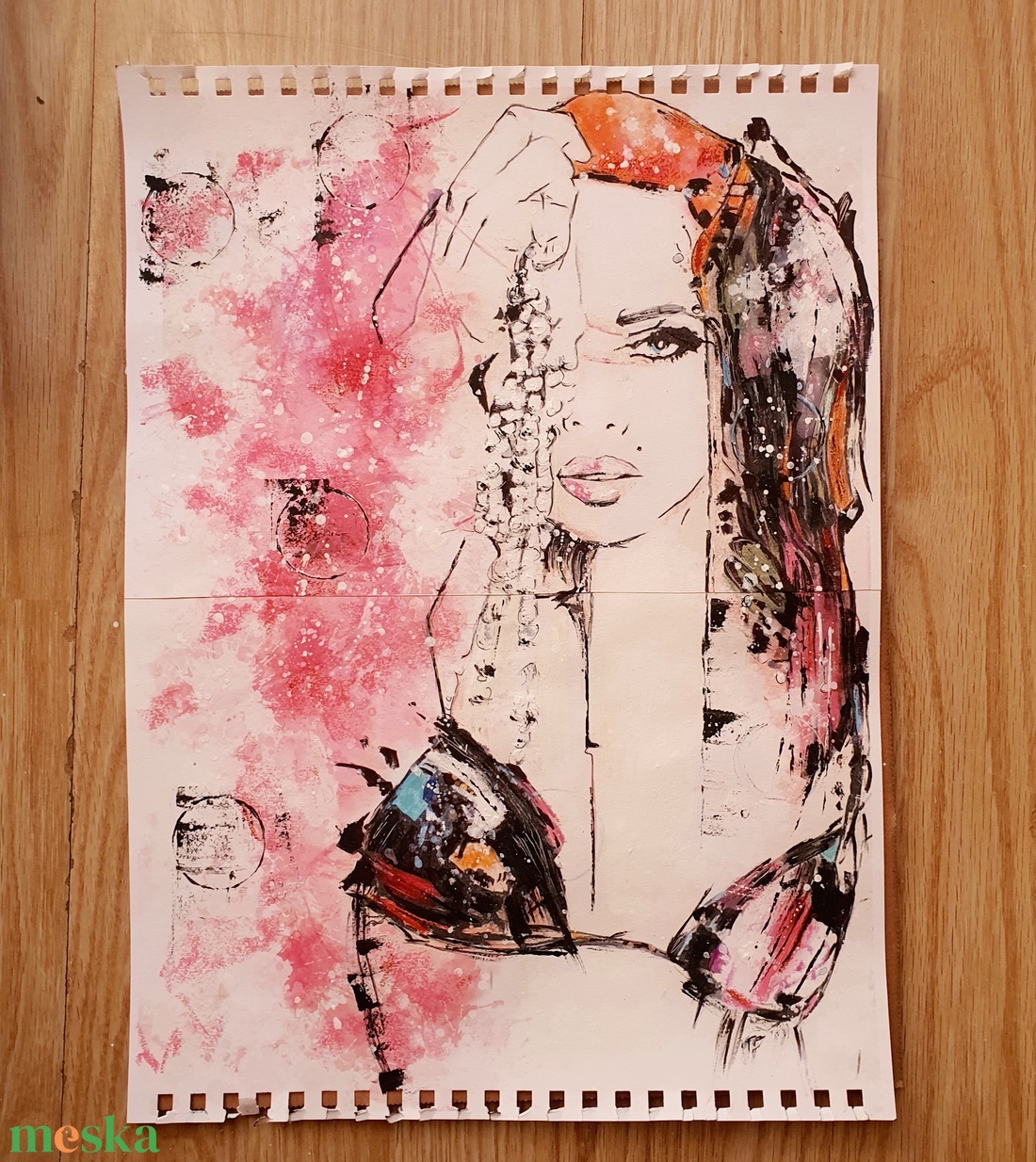 Angyalkám sorozat - Gyöngyöm   - művészet - festmény - akril - Meska.hu