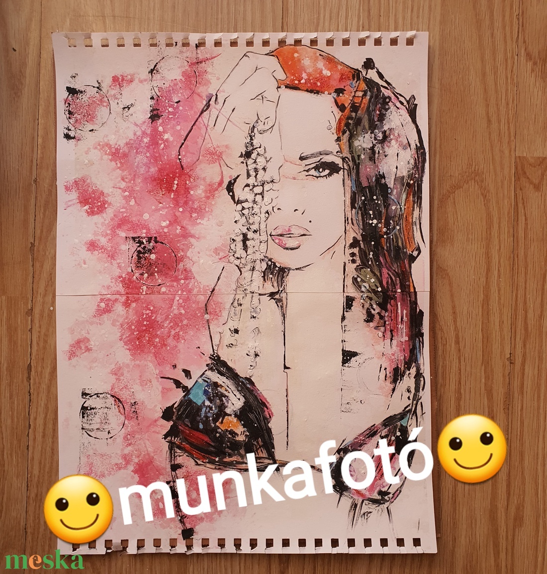 Angyalkám sorozat - Gyöngyöm   - művészet - festmény - akril - Meska.hu