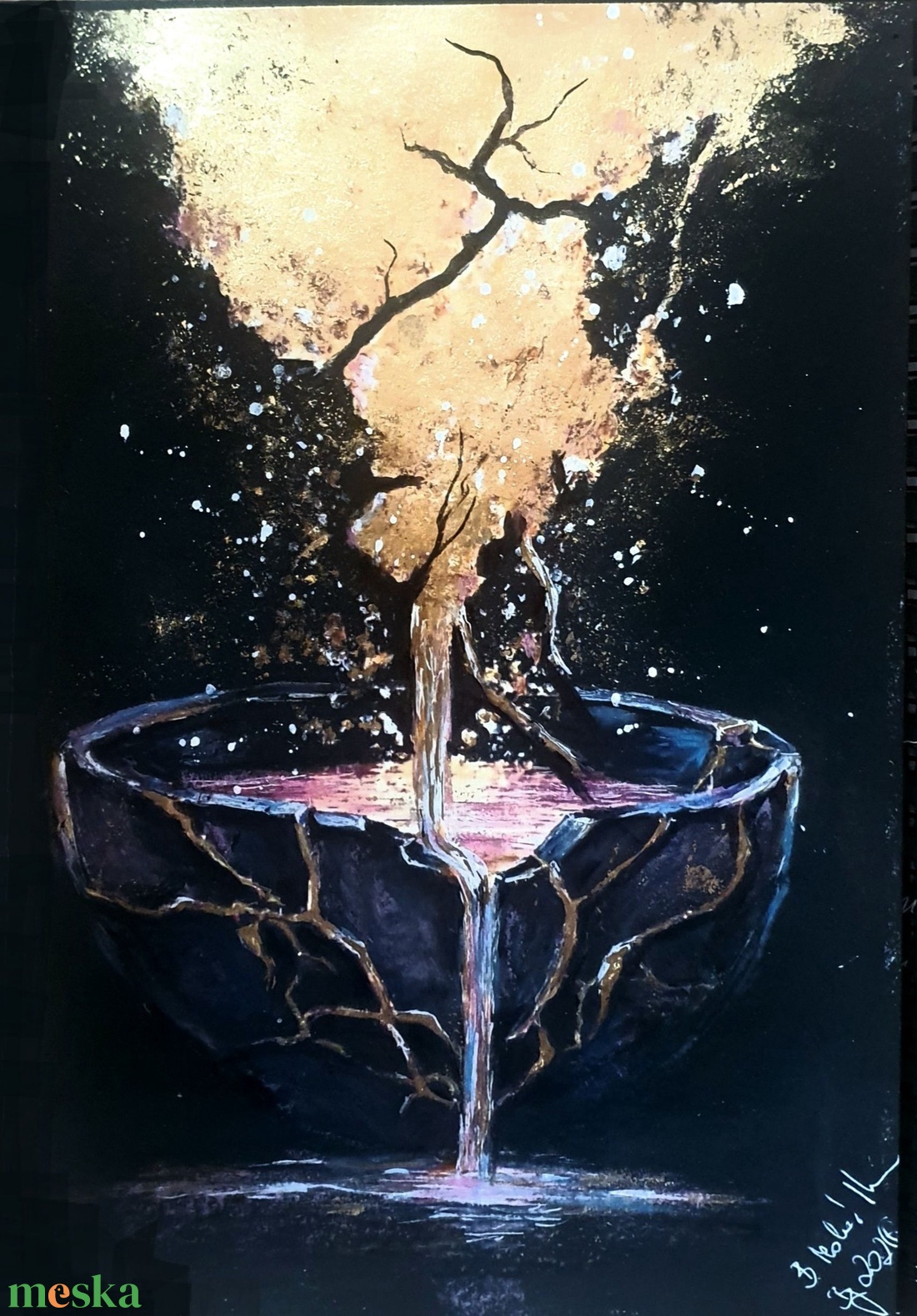 Gold Rain in the World - művészet - festmény - akvarell - Meska.hu