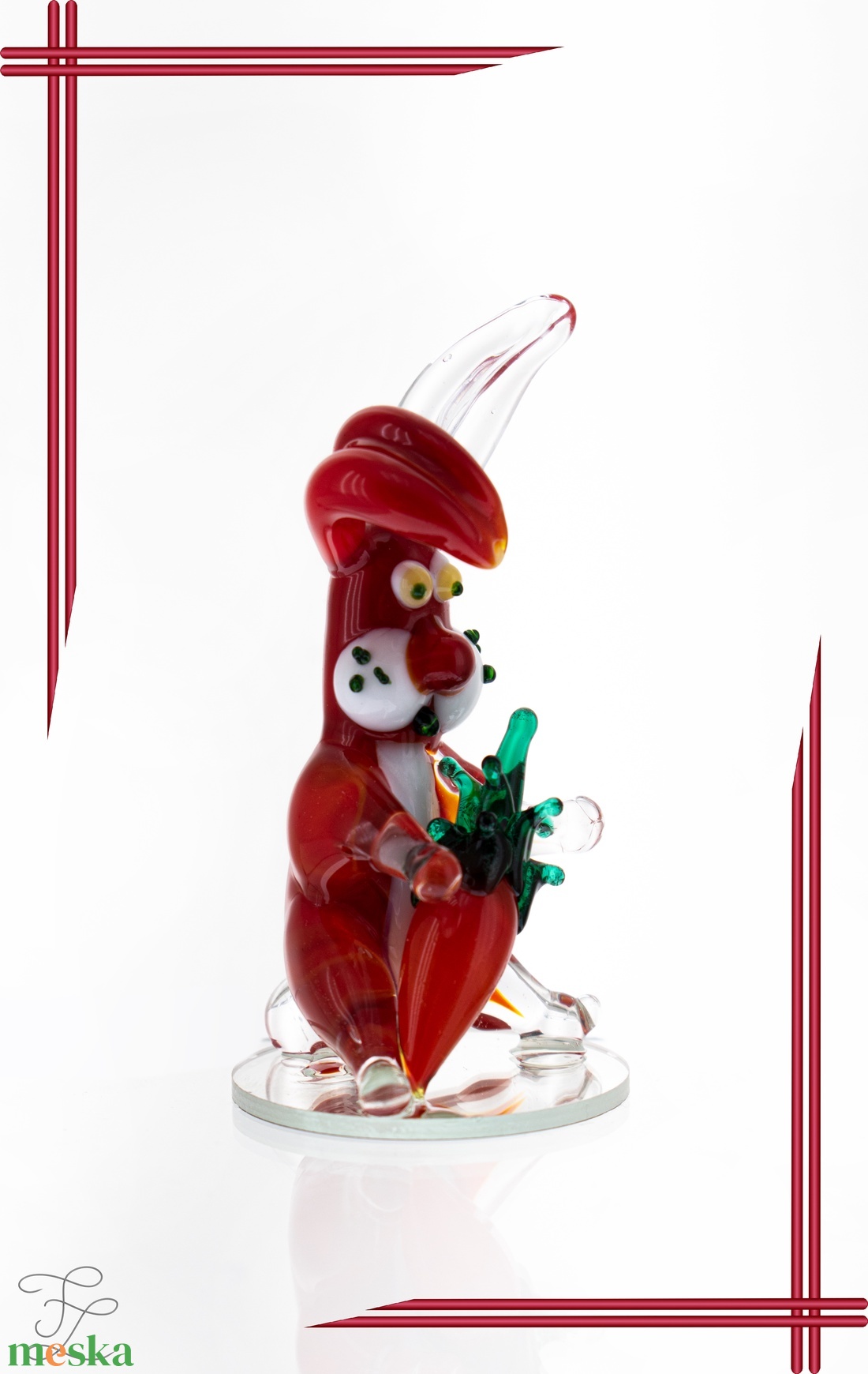 Üveg nyuszi piros üvegből répával - otthon & életmód - dekoráció - asztal és polc dekoráció - díszüveg - Meska.hu Üveg nyuszi piros üvegből répával - otthon & életmód - dekoráció - asztal és polc dekoráció - díszüveg - Meska.hu