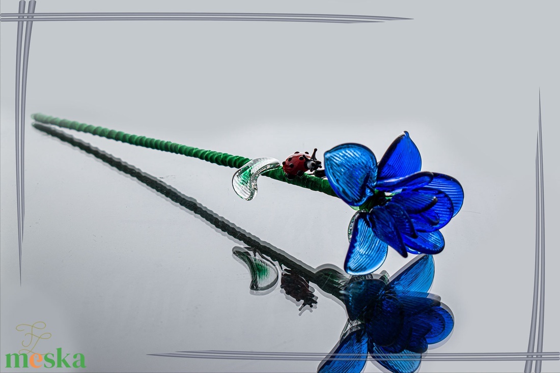 Üveg Rózsa - Kobaltkék - otthon & életmód - dekoráció - asztal és polc dekoráció - díszüveg - Meska.hu